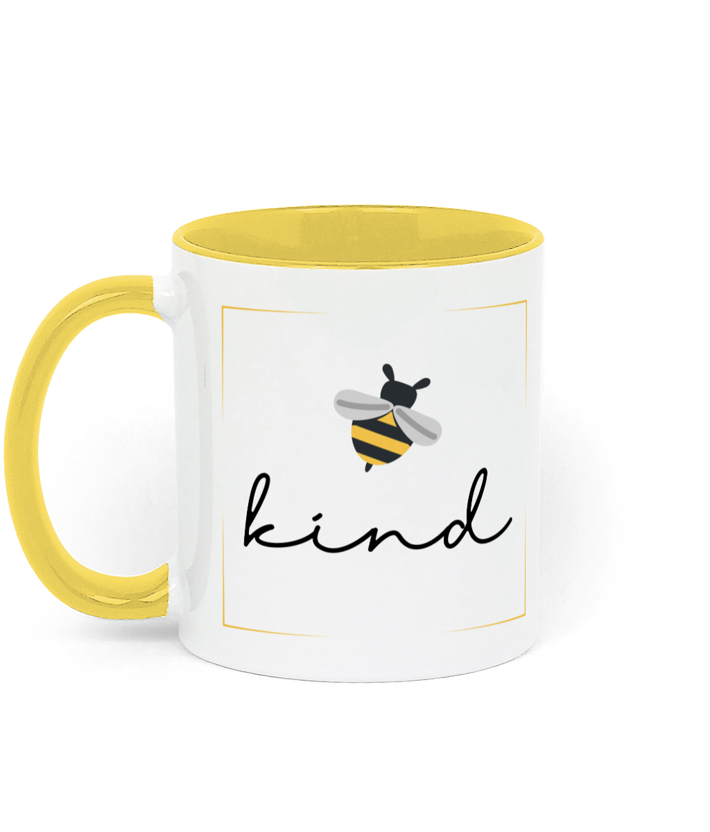 Be Kind Mug.11 oz mug. Daily Affirmations, Motivation, Inspiration. Perfect Gift. Two-toned. Yellow