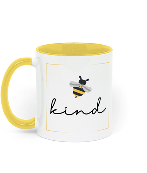 Be Kind Mug.11 oz mug. Daily Affirmations, Motivation, Inspiration. Perfect Gift. Two-toned. Yellow